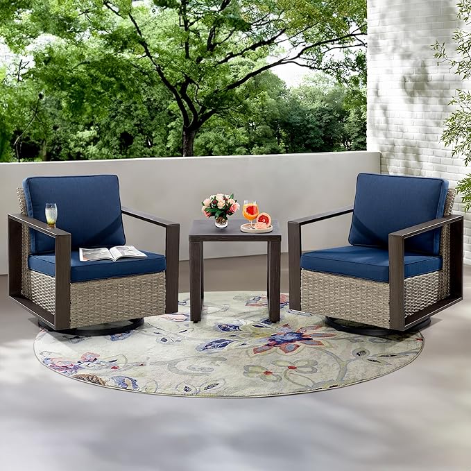 Joyside Outdoor Metal Side Table - 20"x 20" Small Square Coffee Table Patio Bistro Set Table Ideal Match for Patio Furniture, Wood-Looking Brown
