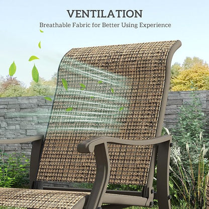 Outsunny Outdoor Glider Chair, Gliders for Outside Patio with Steel Frame and Mesh Fabric for Backyard, Garden, and Porch, Light Mixed Brown
