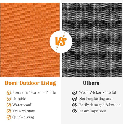 Domi Outdoor Lounge Chair, Aluminum Patio Chaise Lounge with 5 Position Adjustable Backrest and Wheels, All Weather Reclining Chair with Side Table for Patio, Yard,Balcony,Poolside (Orange)