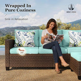 HERA'S HOUSE Outdoor Patio Sofa, 3-Seat Wicker Couch Loveseat, Deep Seating Furniture for Lawn Garden Porch Backyard - Photo 4