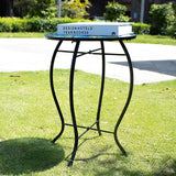 12 Inch Round Peacocks Glass Side Table, Patio Small Table, Outdoor Side Table, Outdoor Bar Table - Photo 5