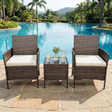 GarveeHome 3-Piece Patio Bistro Set, PE Rattan Outdoor Conversation Furniture with 2 Cushioned Chairs & Coffee Table - Photo 1