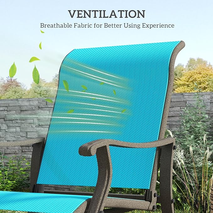 Outsunny Outdoor Glider Chair, Gliders for Outside Patio with Steel Frame and Mesh Fabric for Backyard, Garden - Photo 5
