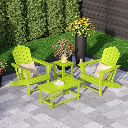 Costaelm Adirondack Conversation Table, HDPE Outdoor Drink Weather Resistant, Outdoor Patio Porch Accent Balcony Table for Pool, Seaside, Backyard, Lime