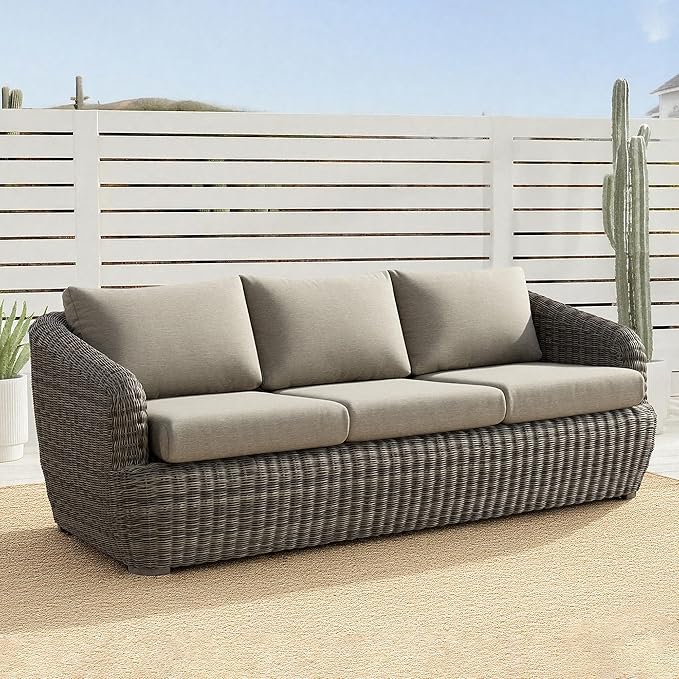 CHITA Patio Wicker 3-Seater Sofa with Removable Cushion, Backyard Rattan Chair for Sunrooms, Patios, Decks - Photo 1