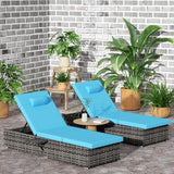 Outdoor Chaise Lounge Chair Set of 2 Wicker Pool Lounge Chairs Tanning Lounges for Outside Lawn Sunbathing Chairs with - Photo 8