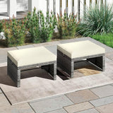 Tangkula 2 Pieces Patio PE Rattan Ottomans - Photo 2