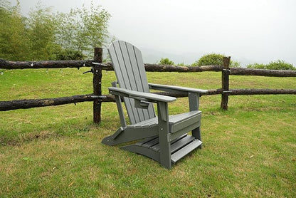 nevilywood HDPE Folding Ottoman - Adirondack Chair Footrest – Weather Resistant, Wood-Grain, Low-Maintenance-, Garden Patio Porch – Teak Brown