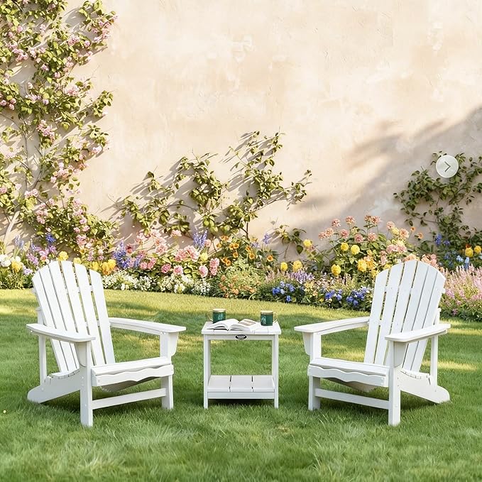 Square Outdoor Side Table Adirondack Side Table, Waterproof & 2-Tier Small End Table for Patio, Beach Chair & Poolside - Photo 2