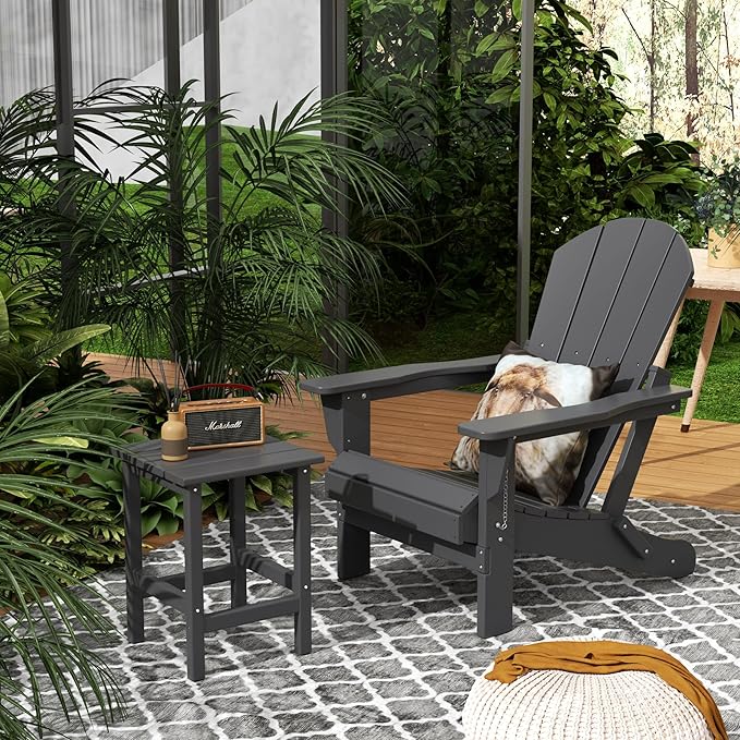 Costaelm Outdoor Table and Chairs, Small Patio Set Outdoor Seating, All Weather Porch Furniture Set Lounge Chairs for Outside Firepit Garden Lawn, Gray
