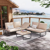 3PCS Aluminum Outdoor Furniture Sets with Cushion Patio Sectional Sofas with Adjustable Backsest - Photo 3