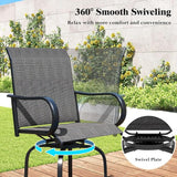 Tangkula Outdoor Swivel Bar Stools Set of 2, Bar Height Tall Patio Chairs with Armrests & High Back - Photo 6