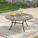 Outdoor Dining Table for 6, 50" Round Outdoor Table with Adjustable Umbrella Hole - Photo 1
