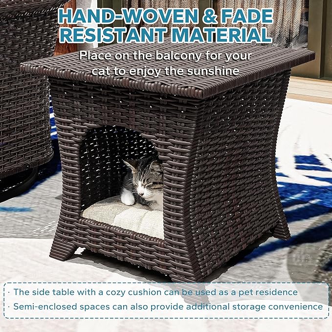 7 Pieces Patio Conversation Set, 78" Wicker 3-Seat Couch with Washable Cushions, 2 Glider Swivel Rocker Chairs - Photo 7