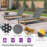 PURPLE LEAF Patio Chaise Lounge French Outdoor Lounger 1 Piece Wood-Grain Finish Aluminum Wicker Lounge Chair with - Photo 4
