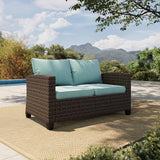 HERA'S HOUSE Outdoor Loveseat Patio Sofa, 2-Seat Wicker Couch with 4" Waterproof Thick Cushions - Photo 1