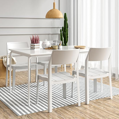 VECELO 4 Pack Stackable Dining Chairs, Plastic Patio Chairs for Indoor Outdoor Use in Kitchen, Poolside, No Assembly, Modern White