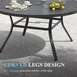 VICLLAX 50" Round Patio Table with Umbrella Hole, All Weather Metal Outdoor Dining Table for 6 - Photo 5