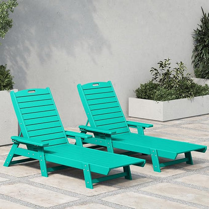 WestinTrends Malibu Poly Reclining Chaise Lounge (Set of 2) Turquoise