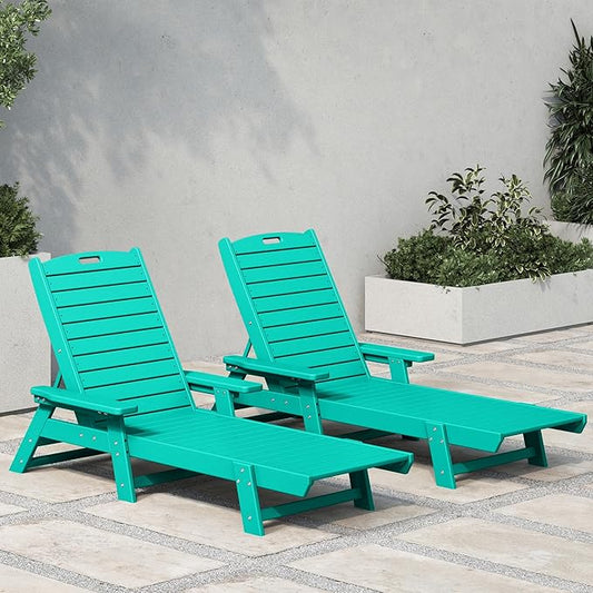 WestinTrends Malibu Poly Reclining Chaise Lounge (Set of 2) Turquoise
