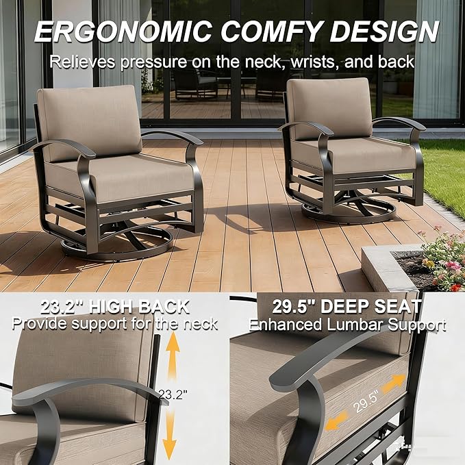 Gotland Aluminum Patio Furniture Set with Fire Pit Table - Photo 5