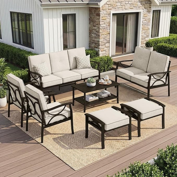 Outdoor Patio Furniture Set, 9 Seats Outdoor Patio Set with 4" Thick Cushion - Photo 1