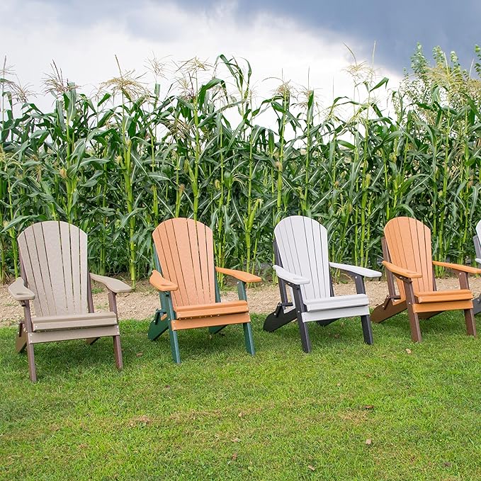 Furniture Barn USA Poly Folding Adirondack Chair, Weathered Wood and Tudor Brown