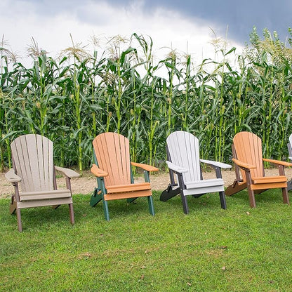 Furniture Barn USA Poly Folding Adirondack Chair, Cedar and Tudor Brown