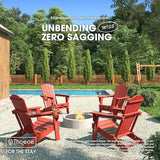 Folding Adirondack Chair, HDPE All-Weather Outdoor Chair with Cup Holder, Wooden Textured, Fire Pit Chair - Photo 2