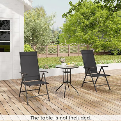 Giantex 2 Pack Folding Patio Chairs, High Back Outdoor Chairs with 7-Level Adjustable High Backrest, Portable Reclining Chairs for Lawn Porch Garden Poolside Camping, No Assembly, Black