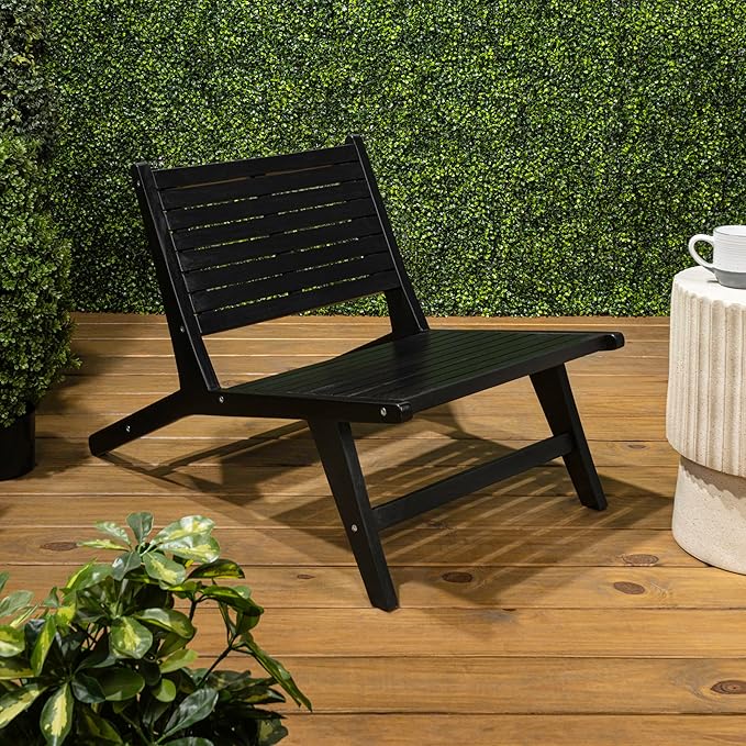 Eyely TAP2000C Virellan Mid-Century Modern Wood Armless Outdoor Lounge Chair, Contemporary, Bohemian, Coastal - Photo 6