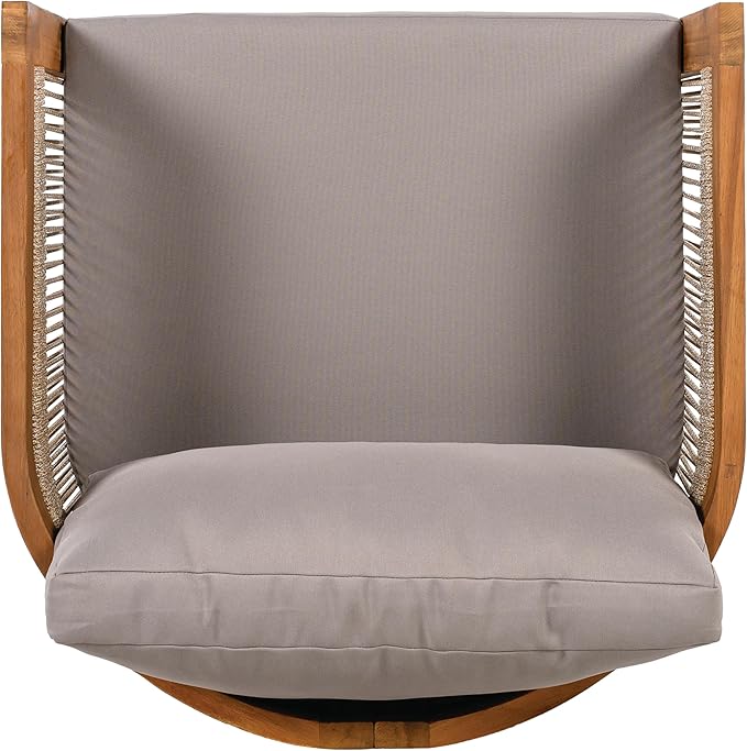 Merax Acacia Wood Outdoor Club Chair, Woven Rope Accents Design, Wooden Patio Accent Chair - Photo 6