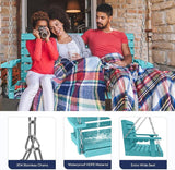 KINGYES Outdoor Hanging Porch Swing, 2 Seat Patio Swing Chair with Cup Holders - Photo 5
