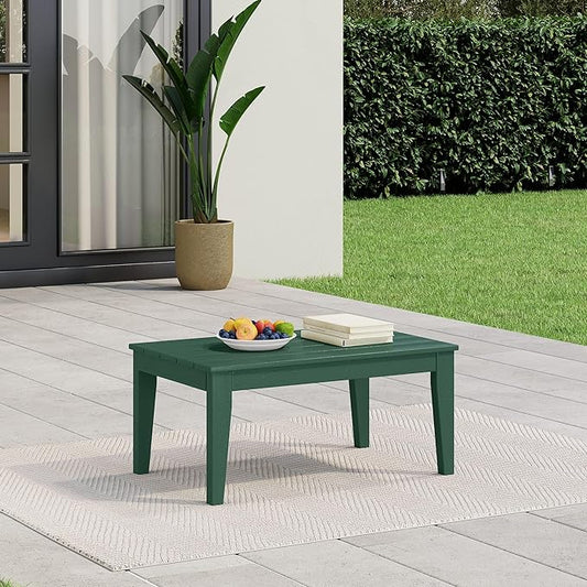 WestinTrends Malibu Low Outdoor HDPE Patio Rectangle Coffee Table, Dark Green