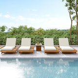 2-Piece Patio Lounge Chair Set with Side Space, Outdoor Chaise Lounge Adjustable & Breathable Acacia Wood Frame - Photo 2