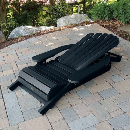 highwood AD-KITCHL5-FBE Hamilton Folding & Reclining Adirondack Chair with Ottman and Cup Holder, Federal Blue