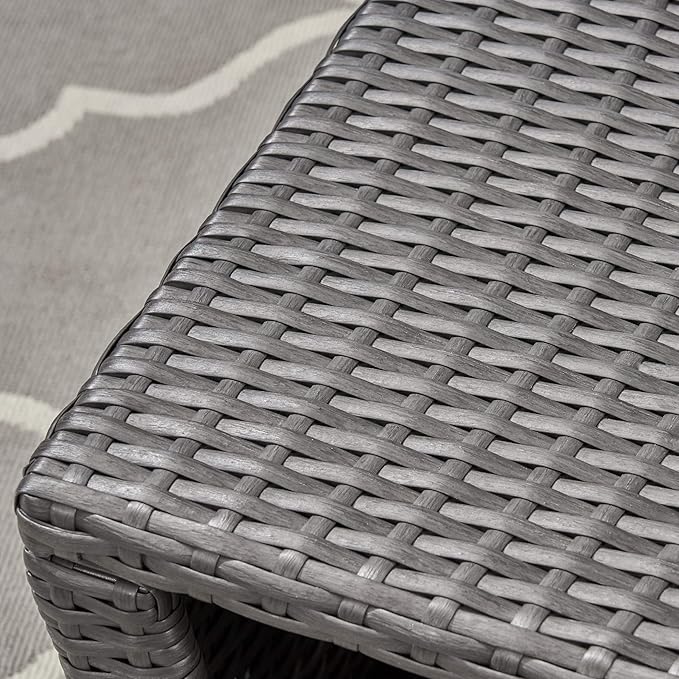 Christopher Knight Home Justin Outdoor Wicker Coffee Table, Gray, Black