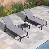 PURPLE LEAF Patio Chaise Lounge Set 4 Pieces Aluminum Outdoor Lounge Chairs with Wheels Textilene Sunbathing Recliner - Photo 1