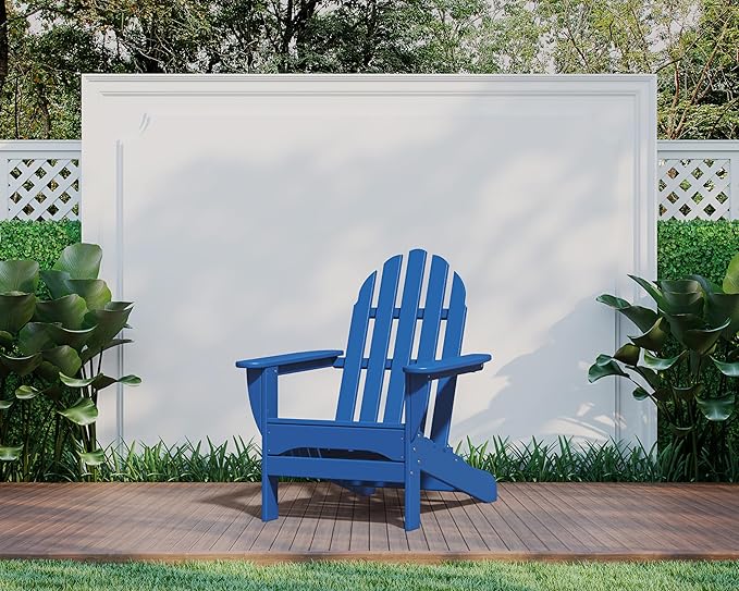 POLYWOOD AD4030PB Classic Outdoor Adirondack Chair, Pacific Blue - Photo 2