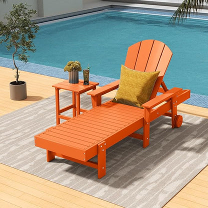 Costaelm Square Outdoor Side Tables, Adirondack Patio Tables for Outside, HDPE Patio End Table Weather Resistant, Balcony Table for Pool, Seaside, Backyard, Porch, Indoor Companion, Orange