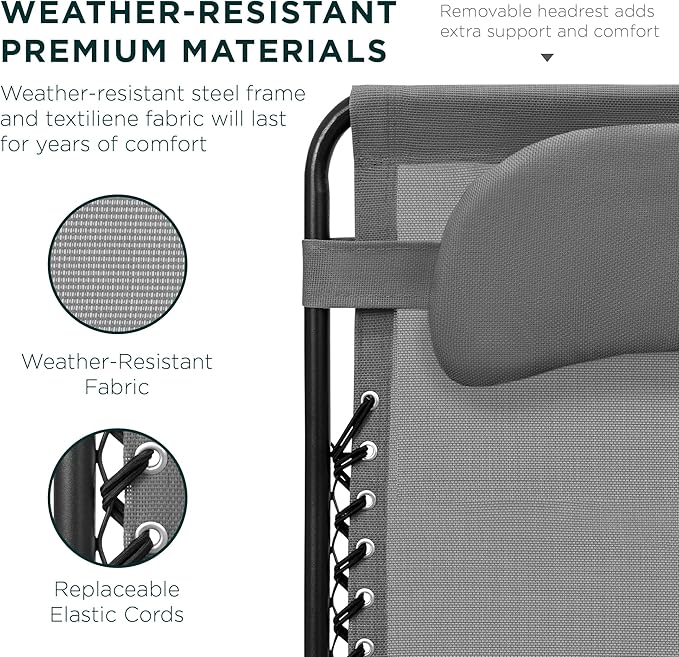 Best Choice Products Oversized Zero Gravity Chair, Folding Outdoor Patio Lounge Recliner w/Cup Holder Accessory Tray - Photo 5