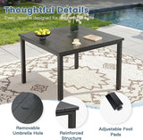 DIFY 40.2" Square Outdoor Dining Table for 4, Slatted Metal Patio Table with Adjustable Umbrella Hole - Photo 4