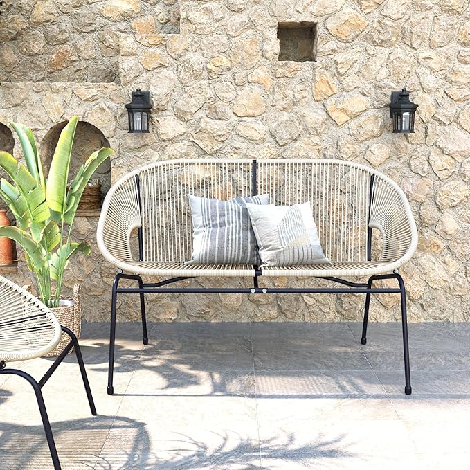 GDFStudio Patio Loveseat All-Weather Rattan 2 Seater Sofa Outdoor Patio Furniture Set for Balcony Poolside Backyard - Photo 3