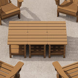 SERWALL Double Adirondack Side Table Rectangular End Table Set of 6, Brown - Photo 1