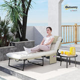 Outsunny Folding Chaise Lounge with 4-Level Reclining Back, Outdoor Tanning Chair with Cushion - Photo 2