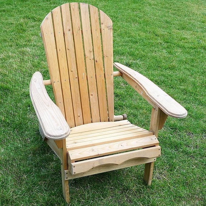 Merry Garden Foldable Wooden Adirondack Chair, Outdoor, Garden, Lawn, Deck Chair, Natural