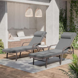 3 Pieces Patio Chaise Lounge Set Outdoor PE Rattan Armrest Lounge Chair Adjustable Backrest Reclining Chair with - Photo 8