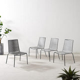 Crosley Furniture Fenton 4-Piece Stackable Outdoor Chair Set, Wicker Patio Chairs for Dining, Conversation - Photo 6