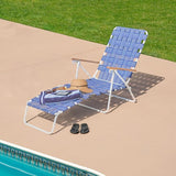 Camp & GO 4-Position Folding Web Lawn Chair Outdoor Lounger, Blue/White undefined/White - Photo 8