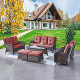 Rilyson Wicker Patio Furniture Set - 7 Piece Rattan Outdoor Sectional Conversation Sets with 2 Rocking Swivel Chairs - Photo 7